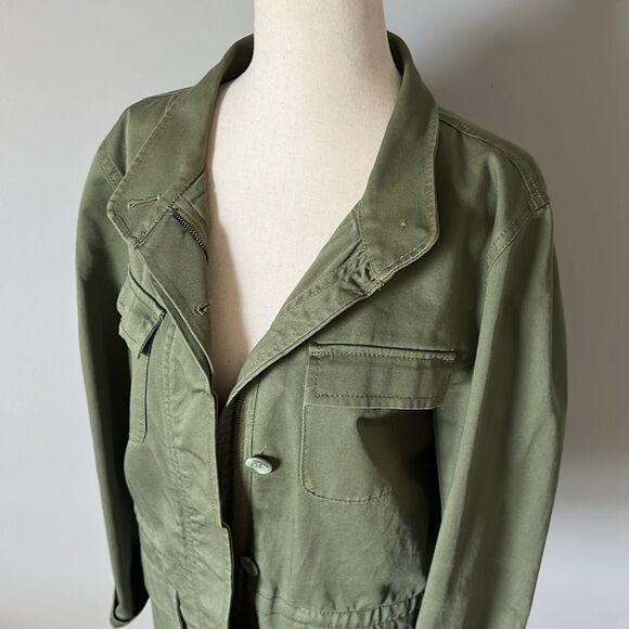 Sz M Ann Taylor LOFT light zip front collar utility jacket - Picture 3 of 7